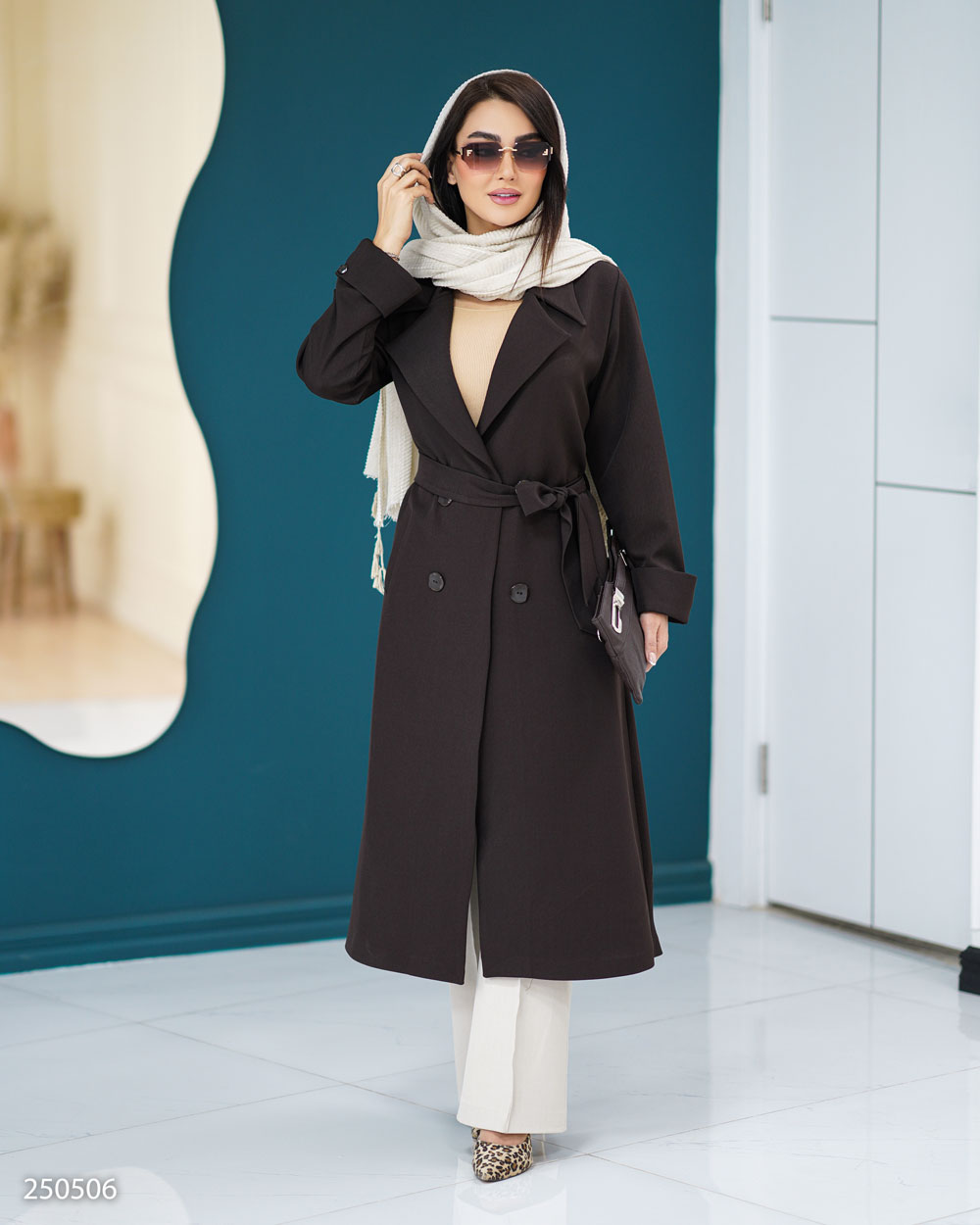 مانتو کتی بلند یقه انگلیسی نلینا