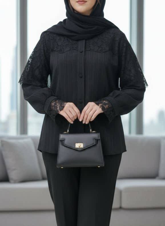 شومیز سرشانه دانتل دوزی سایز بزرگ دلانا