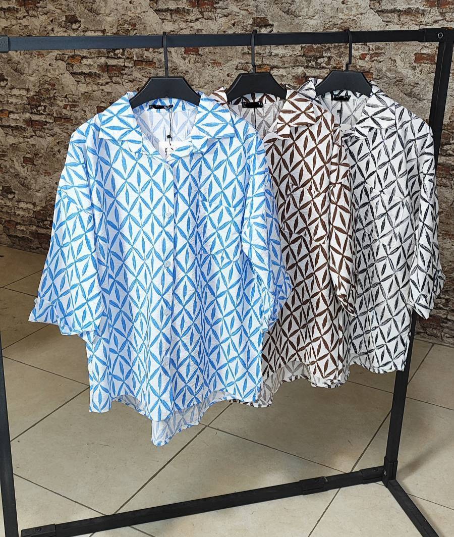 شومیز آستین پاکتی طرح دار ژیکان