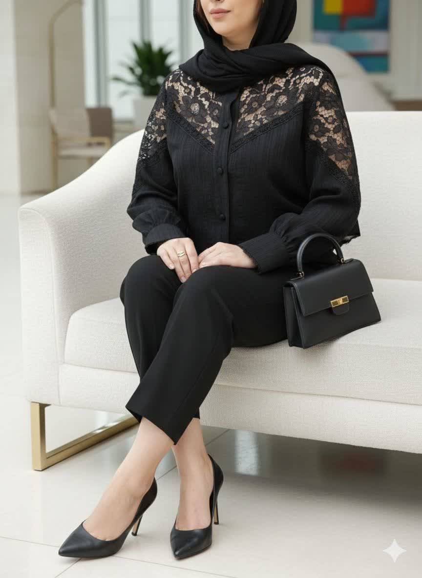 شومیز سرشانه گیپور آوینا
