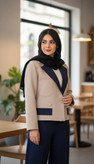 کراپ کت یقه انگلیسی ترکیبی تیام