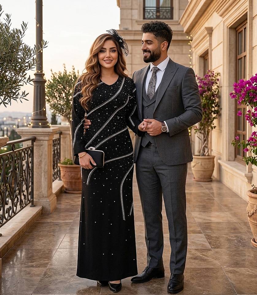 پیراهن مجلسی بلند مروارید دوزی غزل