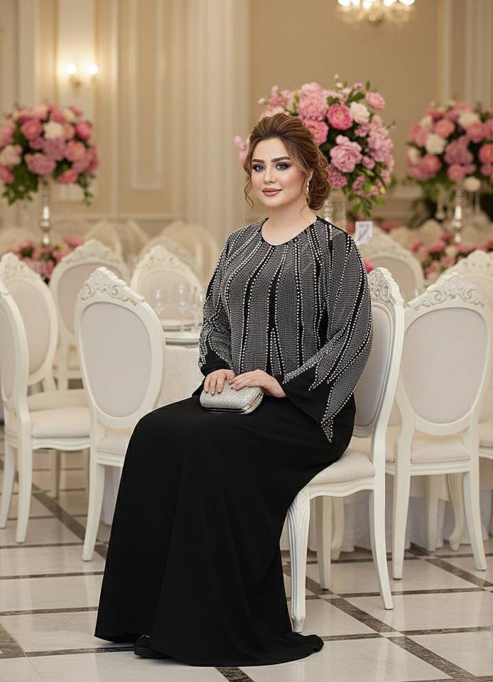 پیراهن مجلسی سایز بزرگ مروارید دوزی نازنین