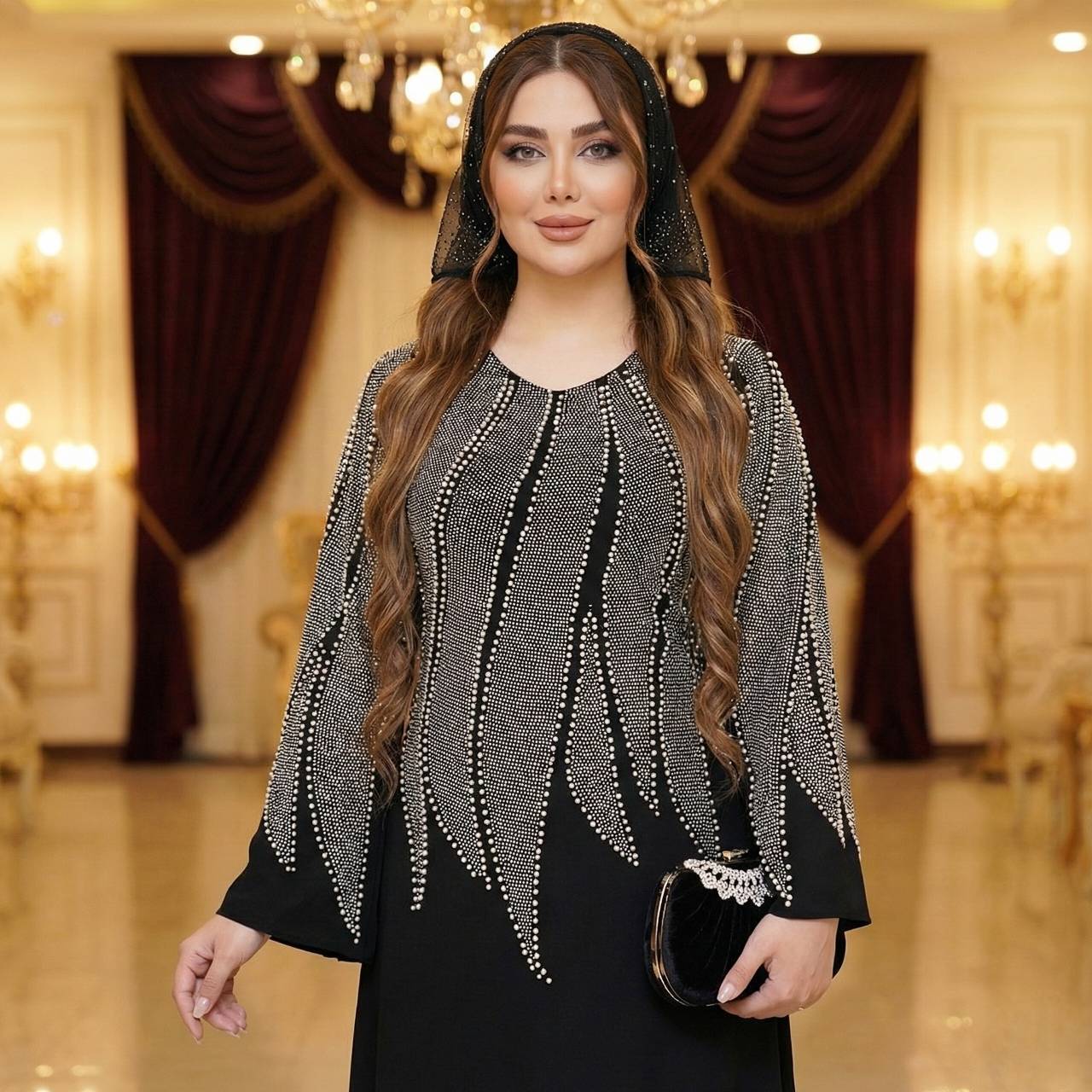 پیراهن مجلسی سایز بزرگ مروارید دوزی نازنین