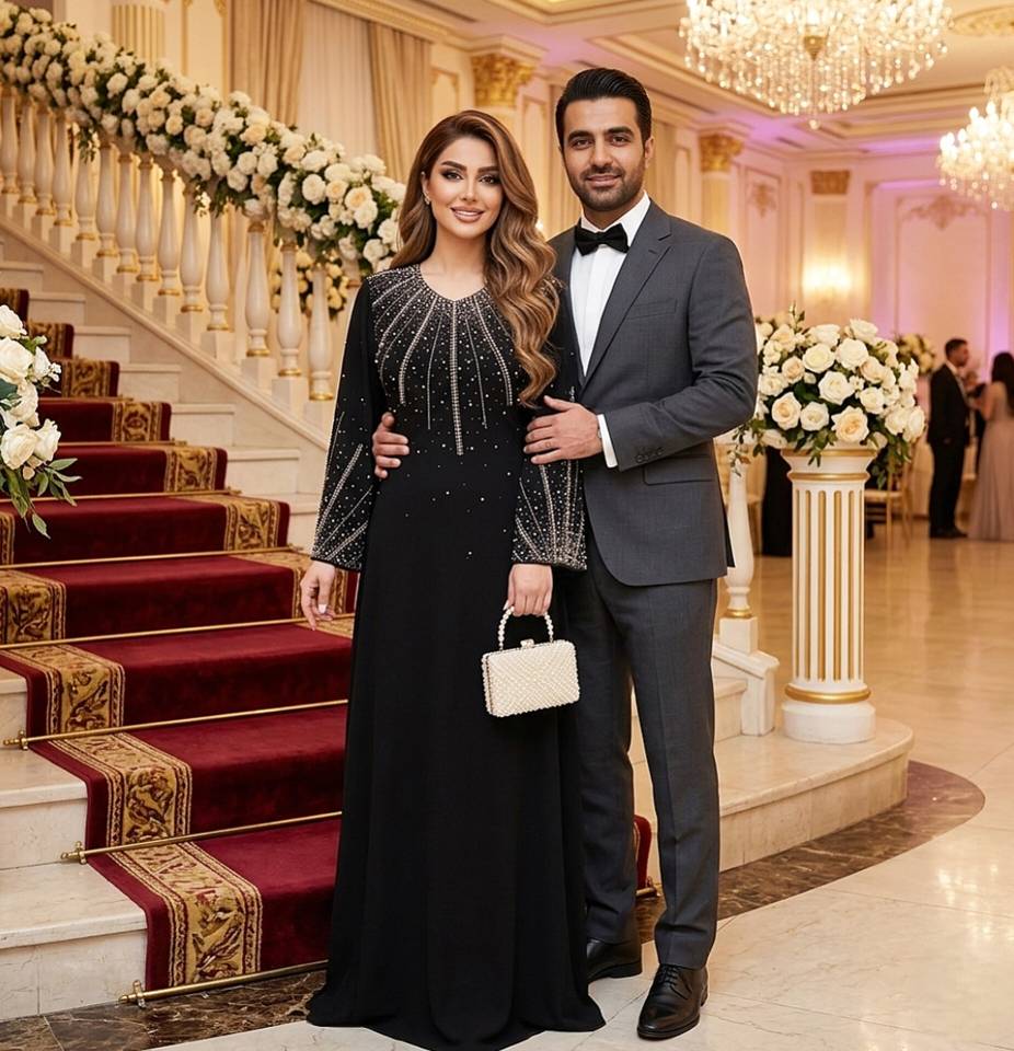 پیراهن مجلسی مروارید دوزی سایز بزرگ طلوع