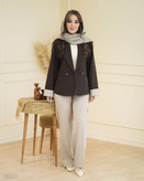 ست کت شلوار یقه انگلیسی آستین پاکتی نوژان