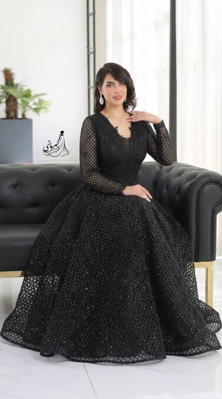 پیراهن مجلسی گیپور سنگدوزی شده زرین