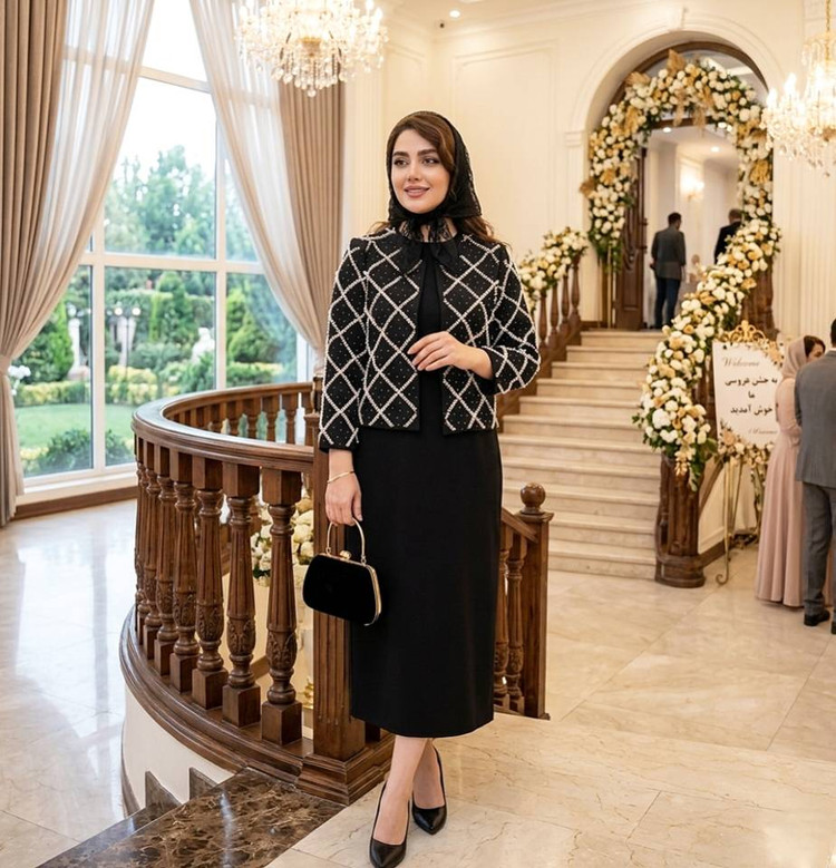 ست کت سارافون مجلسی مروارید دوزی روجا