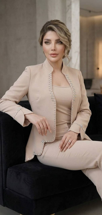 ست کت شلوار مجلسی جواهر دوزی سانسا