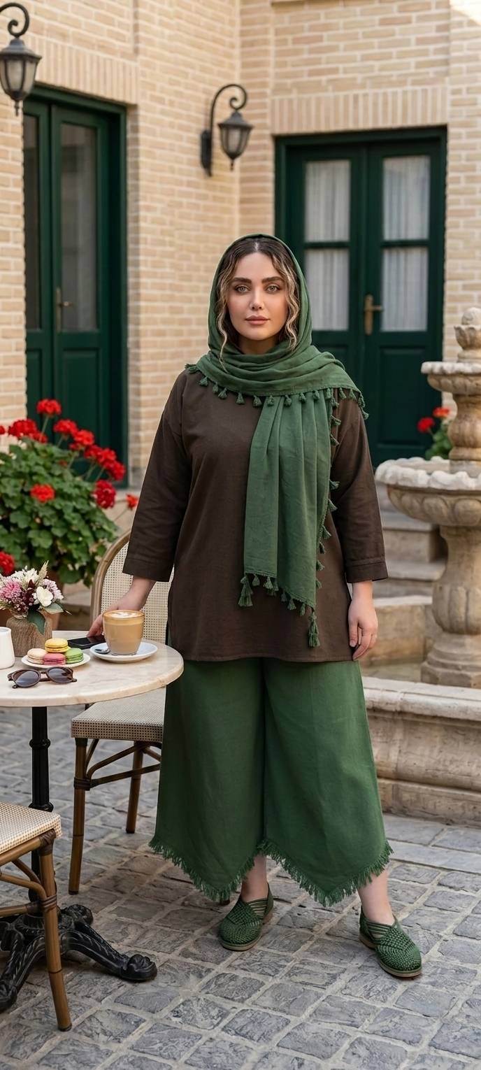 ست شومیز شلوار الیاف طبیعی