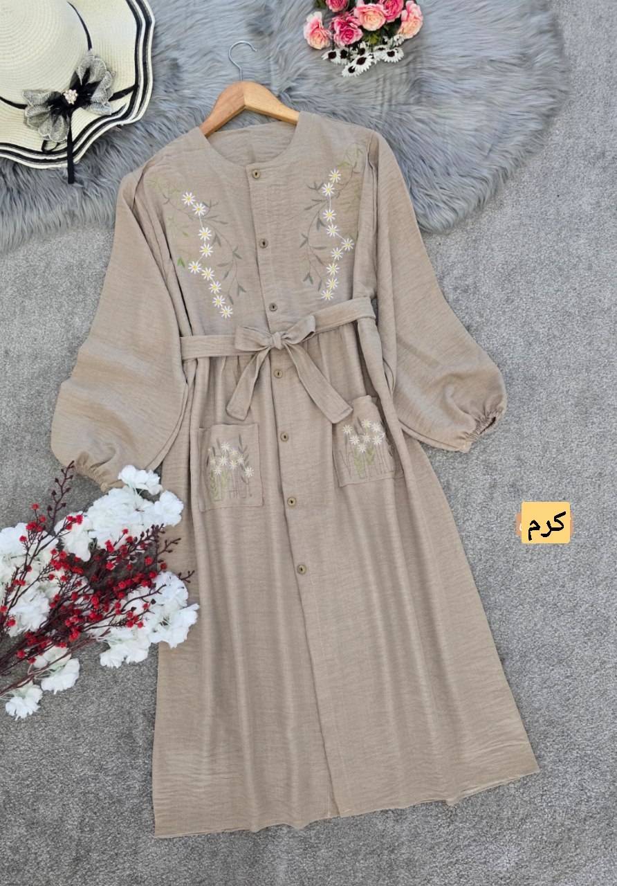 مانتو کاربردی شانتون گلدوزی نهال