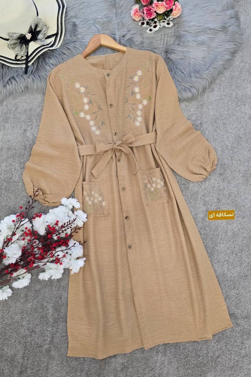 مانتو کاربردی شانتون گلدوزی نهال