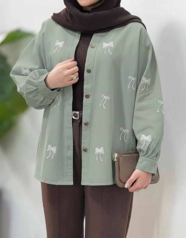 شومیز مانتویی گلدوزی ارغوان