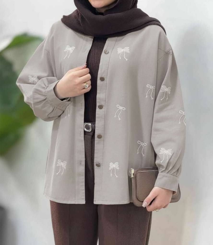شومیز مانتویی گلدوزی ارغوان