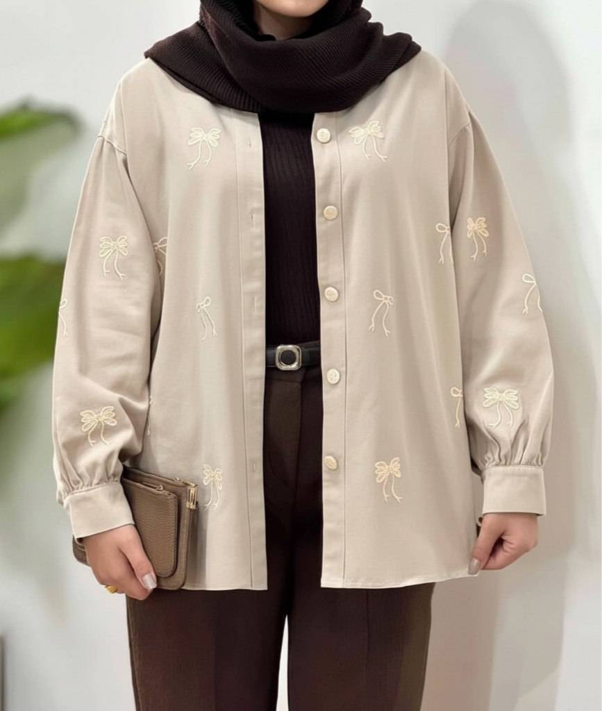شومیز مانتویی گلدوزی ارغوان