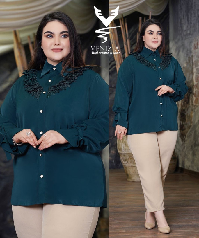شومیز جلو گیپور سایز بزرگ ونیزیا