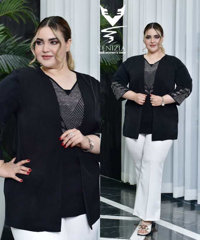 شومیز سایز بزرگ جلو نگین کتی