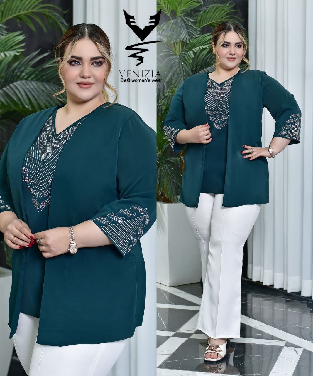شومیز سایز بزرگ جلو نگین کتی