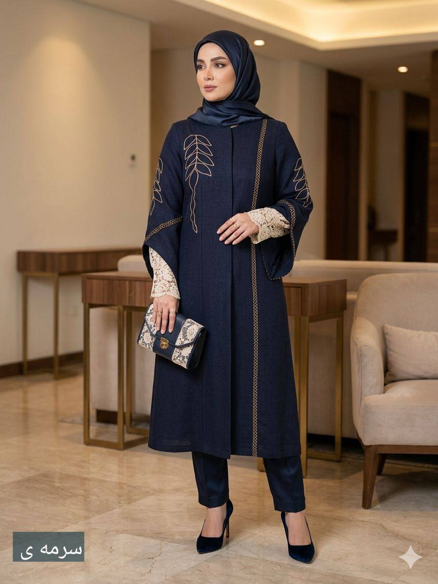 مانتو مجلسی بلند گلدوزی رویسا