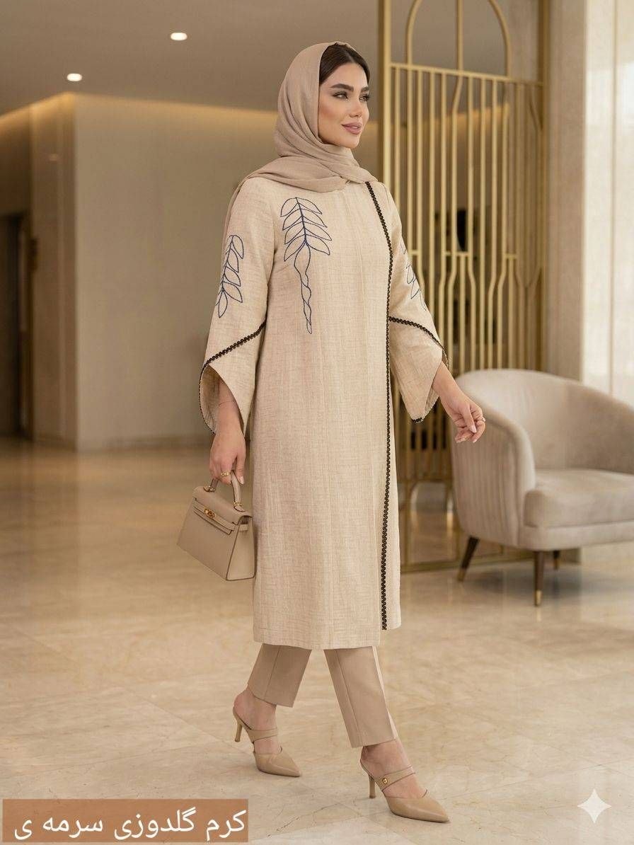 مانتو مجلسی بلند گلدوزی رویسا