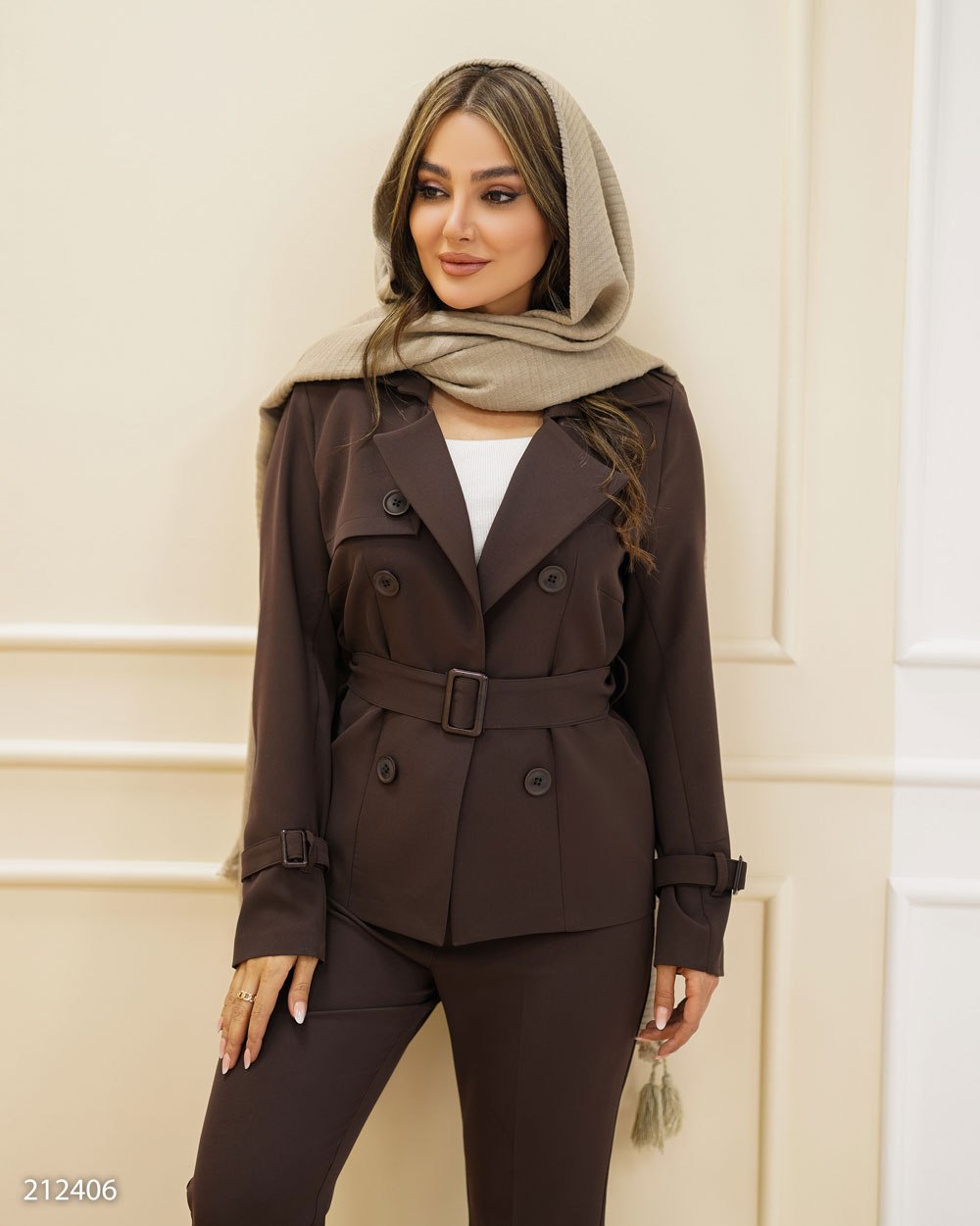 ست کت شلوار کمربند دار مهرسا