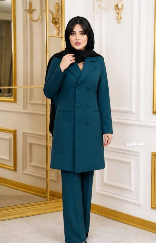 ست مانتو شلوار مازراتی آسمان