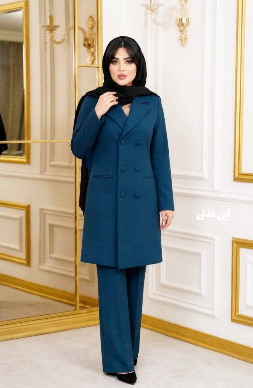 ست مانتو شلوار مازراتی آسمان
