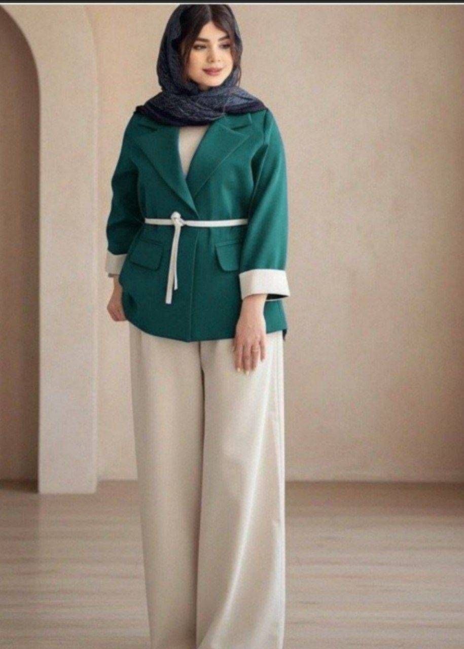 ست کت شلوارترکیبی کمربنددار یسنا