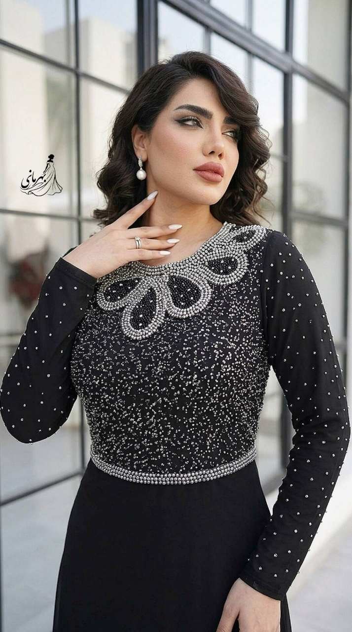 پیراهن مجلسی حریر کریستال دوزی ساحل