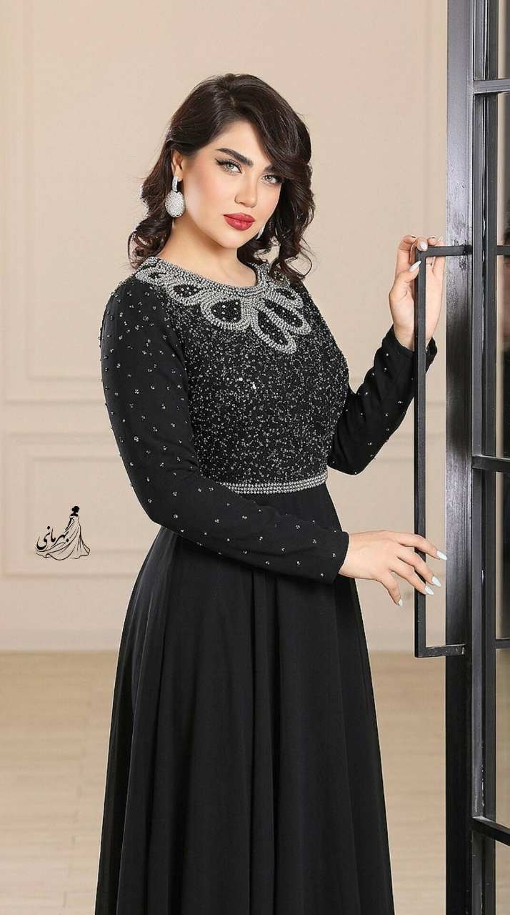 پیراهن مجلسی حریر کریستال دوزی ساحل
