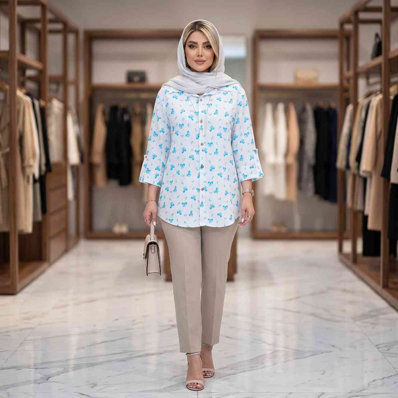 شومیز مانتویی کراش طرح دار دنیز