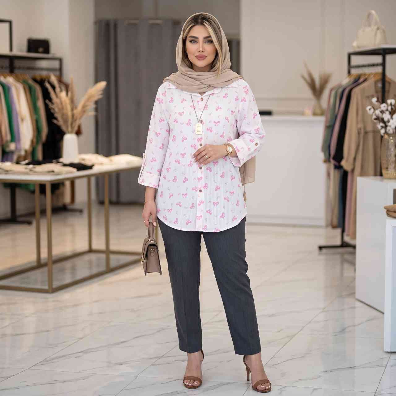 شومیز مانتویی کراش طرح دار دنیز
