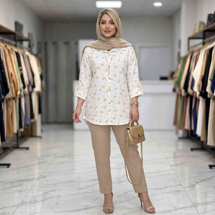 شومیز مانتویی کراش طرح دار دنیز