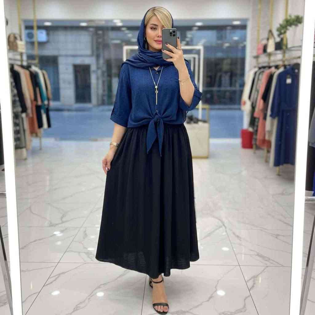ست شومیز گره ای دامن حدیثه