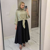 ست شومیز گل گچی جلو گره ای و دامن ستوده