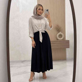 ست شومیز گل گچی جلو گره ای و دامن ستوده