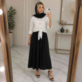 ست شومیز گل گچی جلو گره ای و دامن ستوده