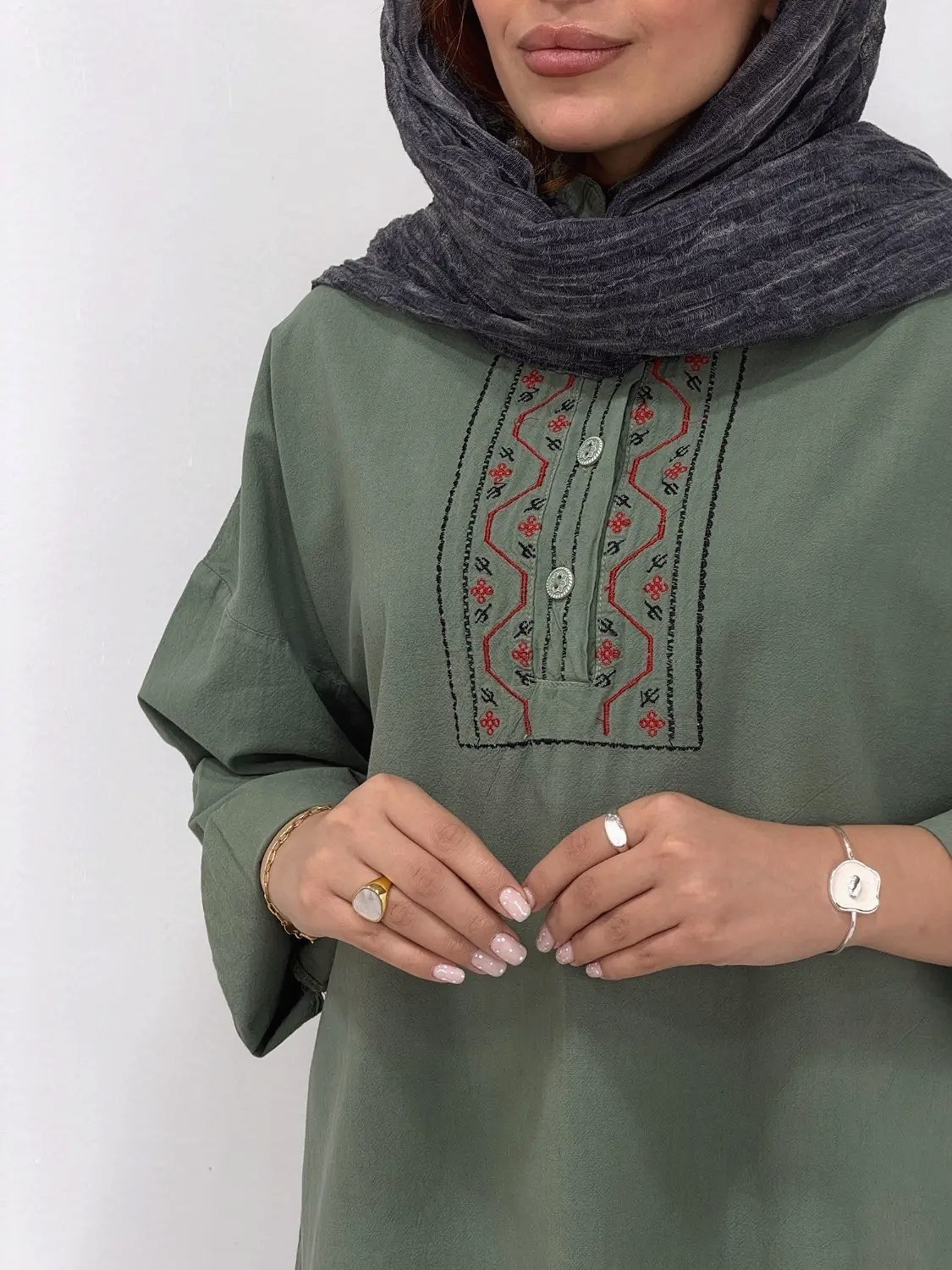 شومیز مانتویی الیاف گلدوزی ستایش