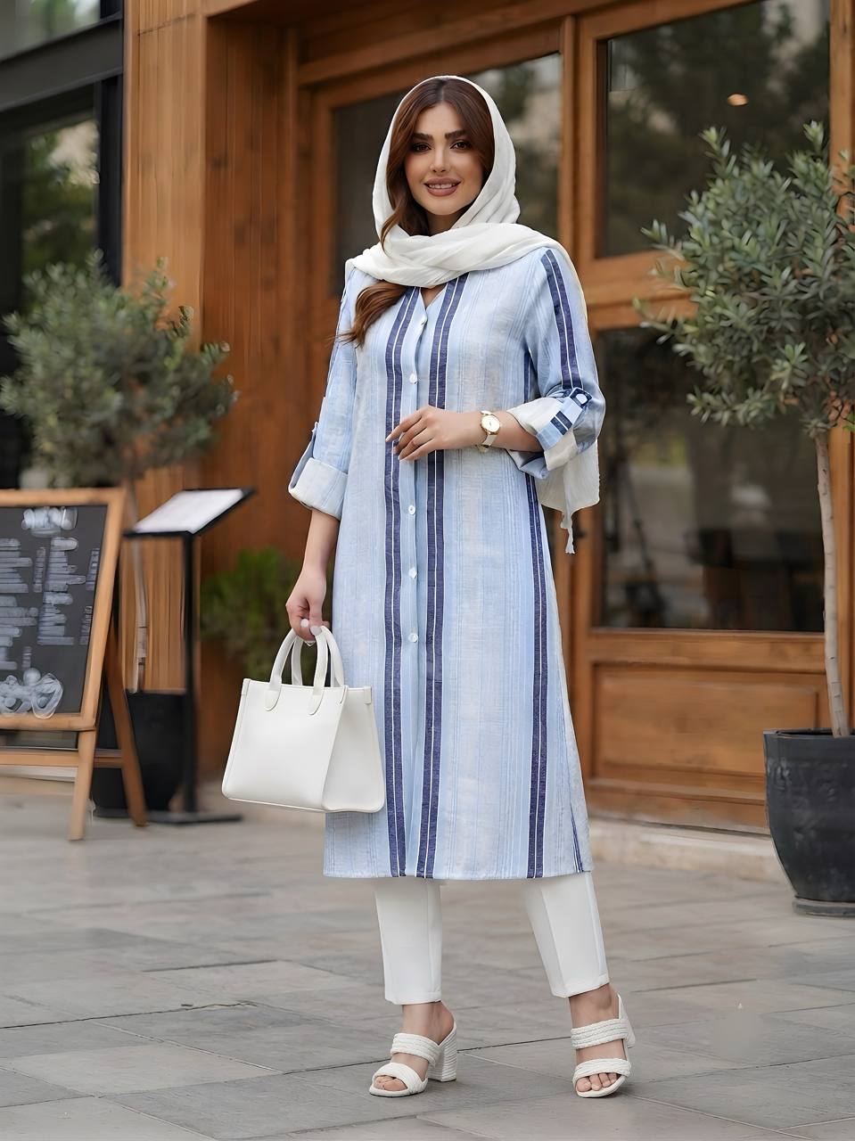 مانتو کاربردی لینن راه راه زارا