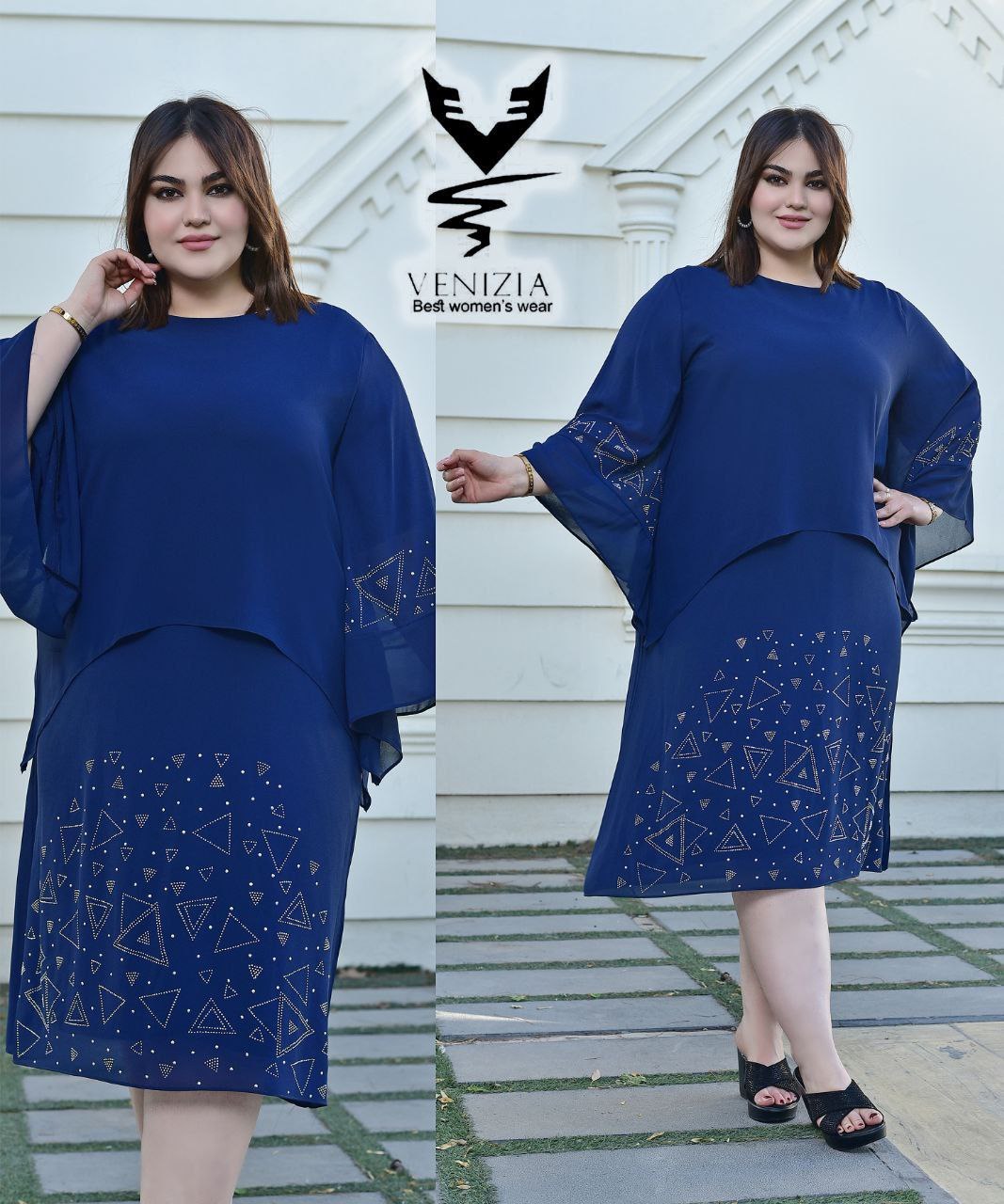پیراهن مجلسی حریر شیفون نگین کاری ونیزیا