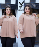شومیز سایز بزرگ یقه گیپور ونیزیا