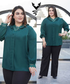 شومیز سایز بزرگ یقه گیپور ونیزیا