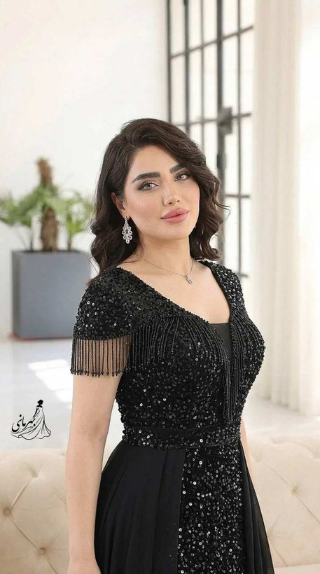 پیراهن مجلسی سایز بزرگ پولک و کریستال دوزی تابان