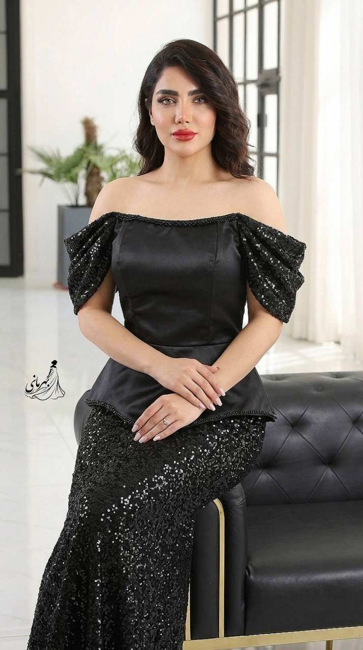 پیراهن مجلسی مزونی دکلته دامن پولک هستی