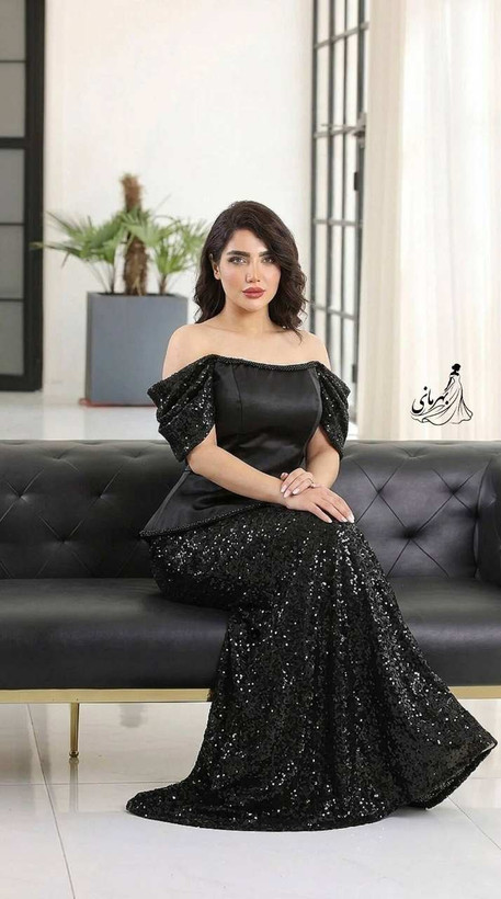 پیراهن مجلسی مزونی دکلته دامن پولک هستی