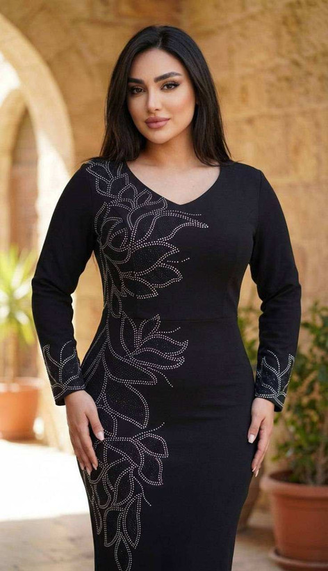 پیراهن مجلسی نگین کاری میدی سایزبزرگ نازلی