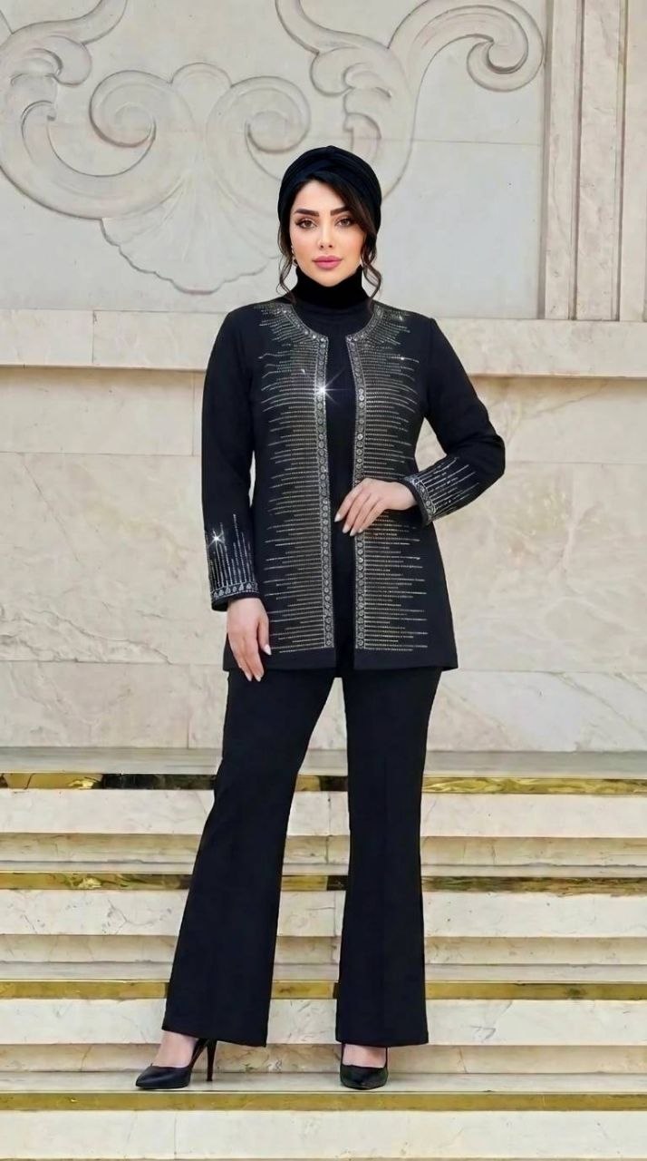 ست کت شلوار مجلسی نگین کاری خوشه