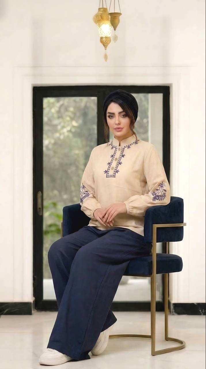 ست شومیز شلوار دامنی گلدوزی نازنین