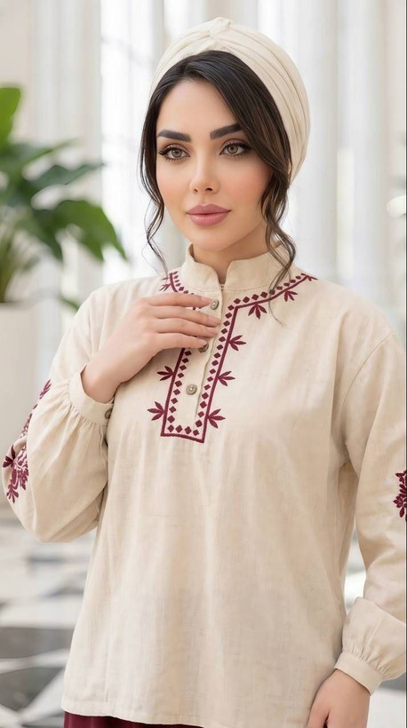 ست شومیز شلوار دامنی گلدوزی نازنین