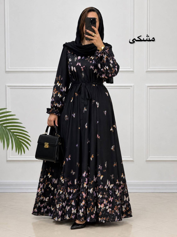 پیراهن مانتویی بلند پروانه